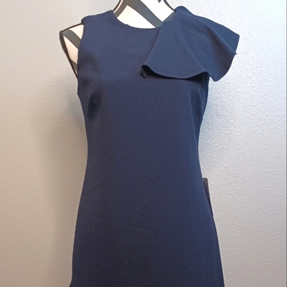 NWT Eliza J Navy Blue A-Line Sleeveless Formal Evening Knee Length Dress - Picture 4 of 12
